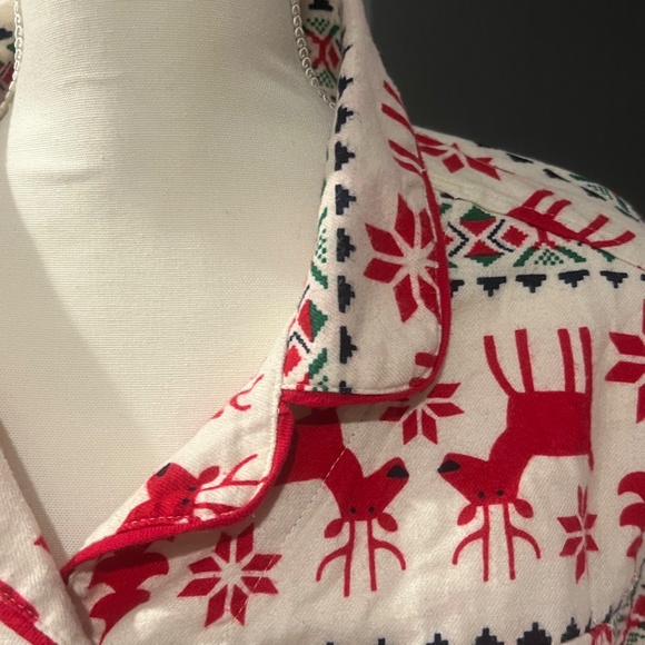 Hanna Andersson Dear Deer Holiday Flannel Scandinavian Night Shirt Nightgown M - Picture 3 of 12